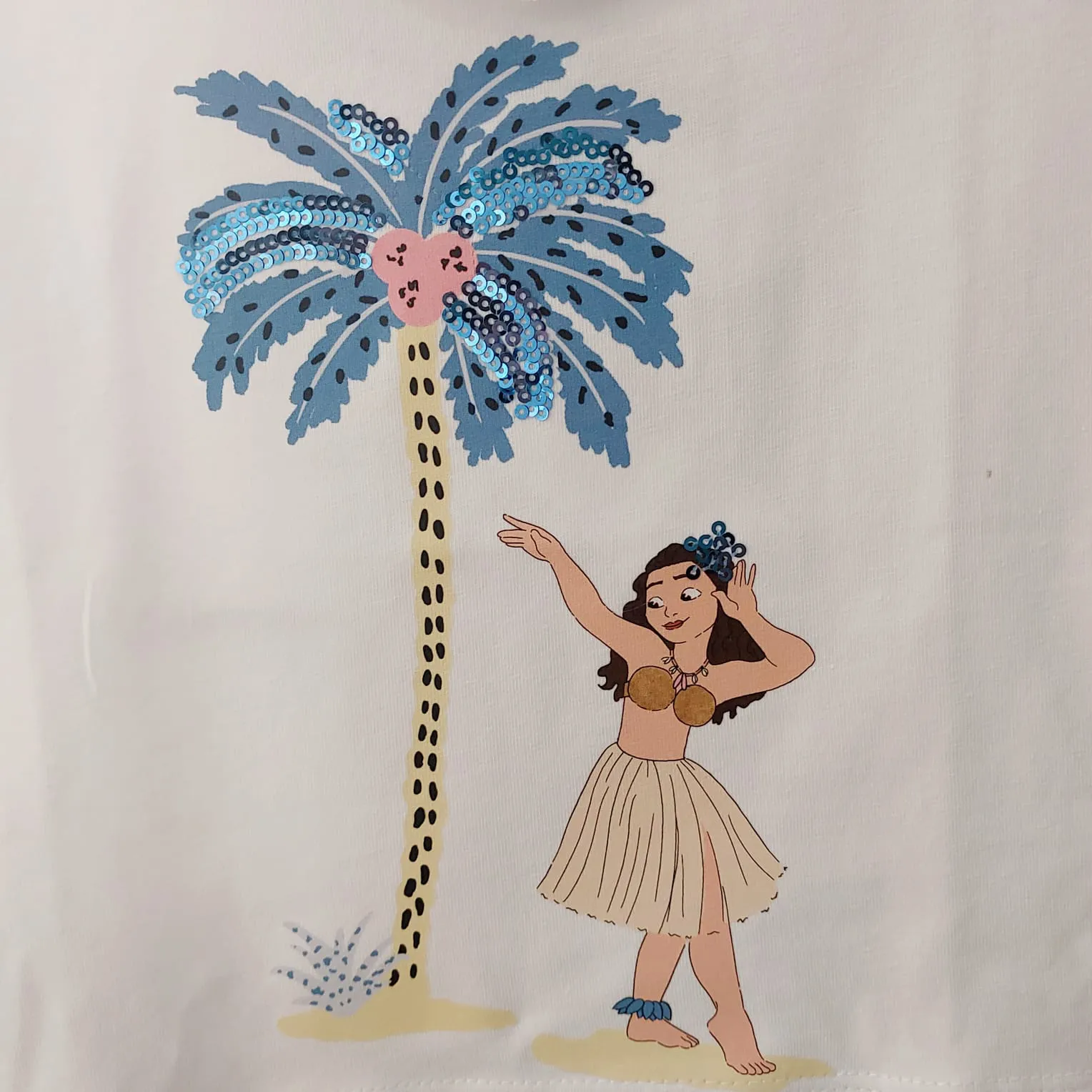 Conjunto Braguita Palmeras Mon Petit Bonbon Verano 2025. Conjunto dos piezas formado por camiseta y braguita-falda.